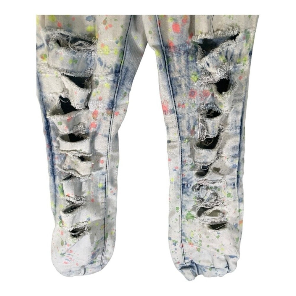 Thrill Jeans Girls Distressed Shredded Trendy Size 8 Unique Cool Paint Splatter - Picture 4 of 11